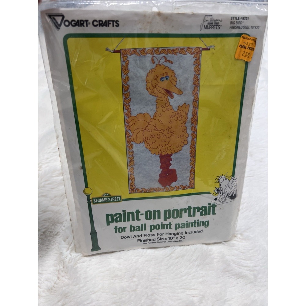 Vintage Vogart Craft 1980 Sesame Street Paint-on Portrait Ball Point Big Bird